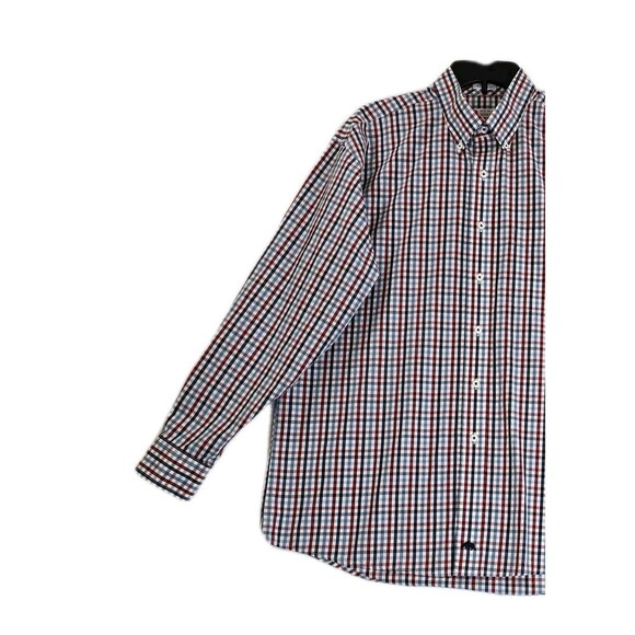 Onward Reserve Shirt Mens Large Red Blue Plaid Classic Fit Non Iron Cotton - Picture 5 of 16